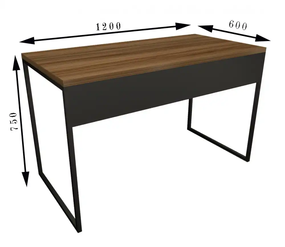 Mesa Reta Retangular -  Pé Tubular estilo Goleira - Tampo MDP 25mm - 1200mm x 600mm x 755mm