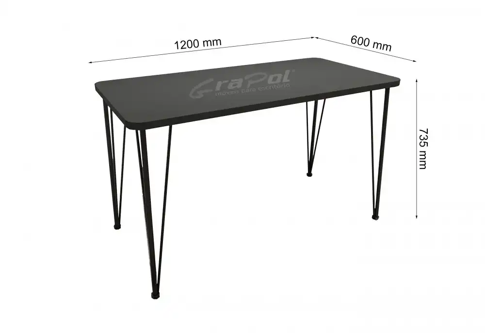 MESA H&O -  1200mm x 735mm x 600mm - 25mm - Linha M-office - Móveis Motiva