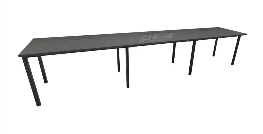 Plataforma Pé Metal Simples de 3 Lugares. - Tampo 25mm - 4200mm X 735mm X 725mm -  Linha M-office - Móveis Motiva