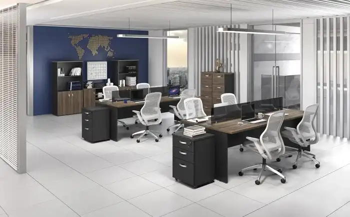 Plataforma de Trabalho com Total de 2 Lugares. 1 Lugar + 1 Lugar Frente a Frente - 1500mm X 1320mm X 750mm - 25mm