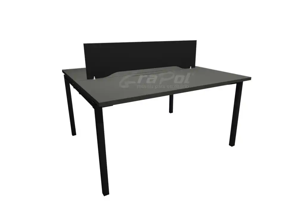 Plataforma de Trabalho com Total de 2 Lugares. 1 Lugares + 1 Lugares Frente a Frente - Caixas de conectividade metálicas com tomadas elétricas - Tampo 25mm - 1000mm X 1300mm X 735mm -  Linha M-office - Móveis Motiva