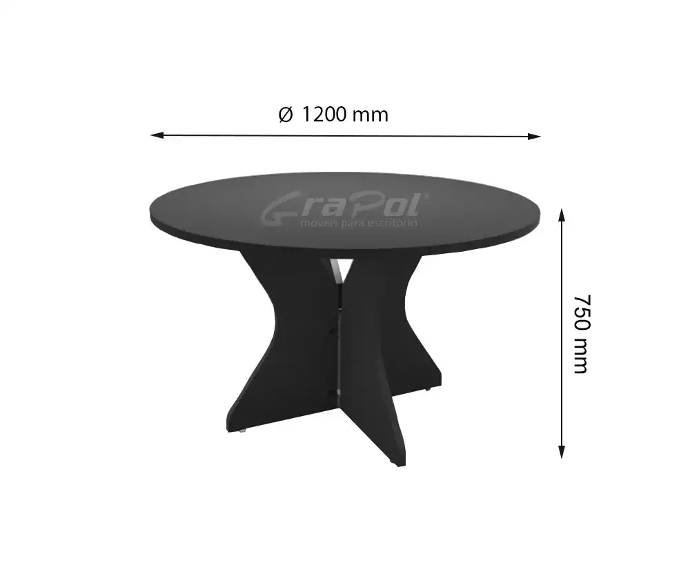 MESA REUNIÃO PÉS CURVOS 1200mm x 750mm x 1200mm - 25mm - Linha M-office - Móveis Motiva