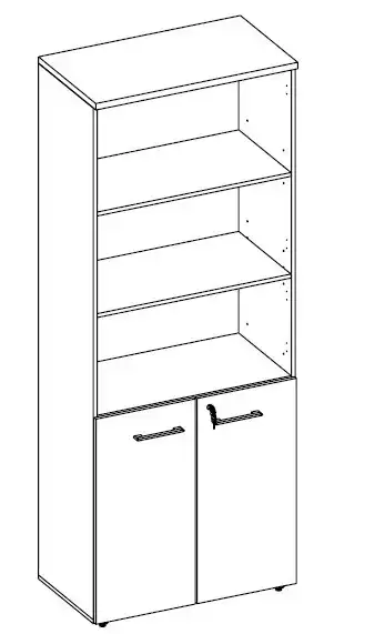 ARMÁRIO DINÂMICO 02 PORTAS E 03 NICHOS - PRATELEIRAS 15mm - L 800mm x A 2070mm x P 450mm - M-OFFICE - MÓVEIS MOTIVA