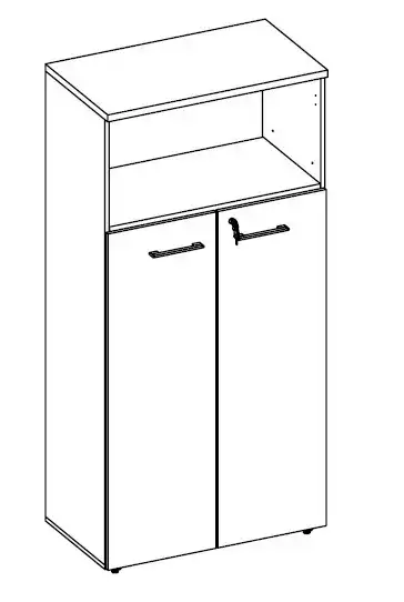 ARMÁRIO DINÂMICO 2 PORTAS E 01 NICHO - PRATELEIRAS 15mm - L 800mm x A 1670mm x P 450mm - M-OFFICE - MÓVEIS MOTIVA