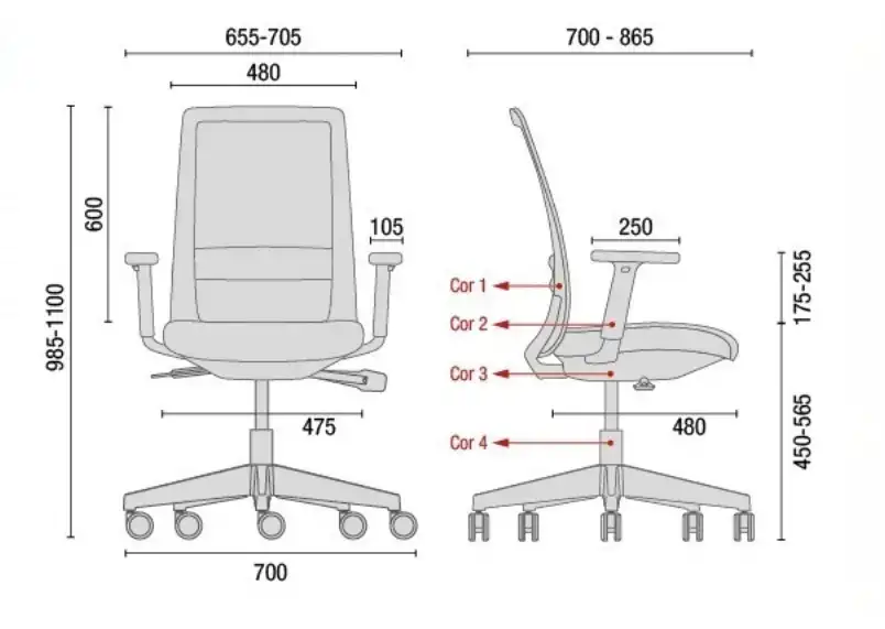 Cadeira para escritório giratória presidente 29001 - BRAÇO 3D - Linha C4 - Cavaletti - Base Alumínio