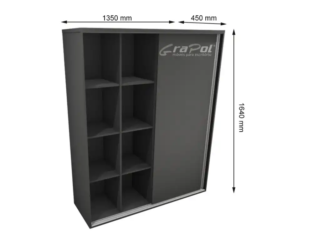 ARMÁRIO ALTO 01 PORTA DESLIZANTE - L 1350mm x A 1640mm x P 450mm - M-OFFICE - MÓVEIS MOTIVA