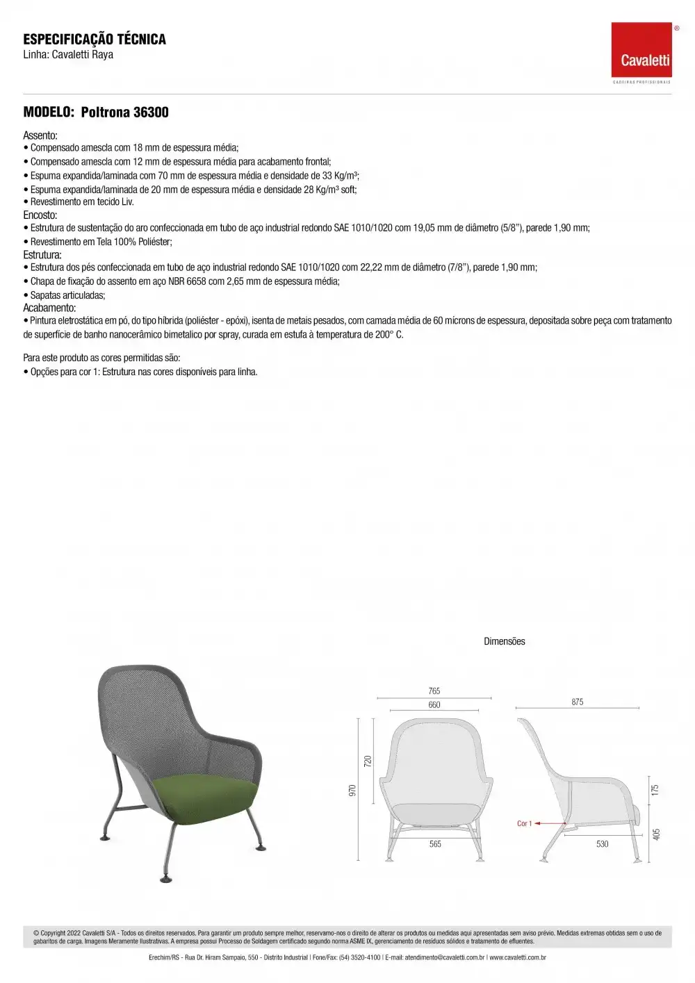 Poltrona Espera 36300 - Tela Mimic - Estrutura Colorida  - Linha Raya - Cadeiras Cavaletti 