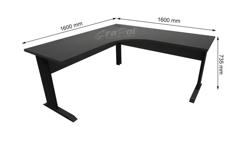 ESTAÇÃO DE TRABALHO PÉ METAL 1600/1600mm x 735mm x 600mm - 25mm - Linha M-office - Móveis Motiva