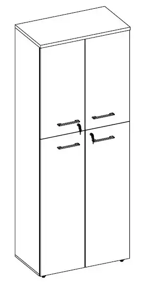 ARMÁRIO DINÂMICO 04 PORTAS - PRATELEIRAS 15mm - L 800mm x A 2070mm x P 450mm - M-OFFICE - MÓVEIS MOTIVA