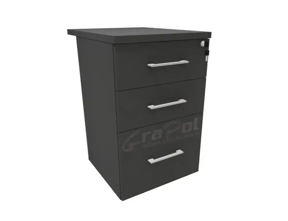 GAVETEIRO FIXO 02 GAVETAS E 01 GAVETÃO - L 450mm x A 735mm x P 450/600mm - M-OFFICE - MÓVEIS MOTIVA