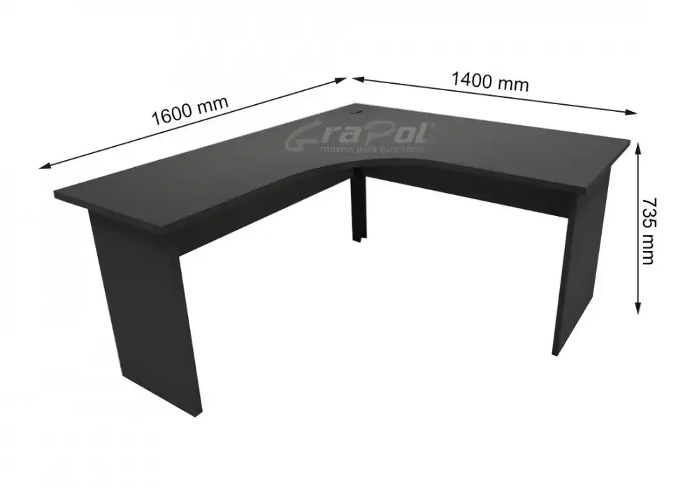 ESTAÇÃO DE TRABALHO PÉ PAINEL - 1400/1600mm x 735mm x  600mm  - 25mm - Linha M-office - Móveis Motiva