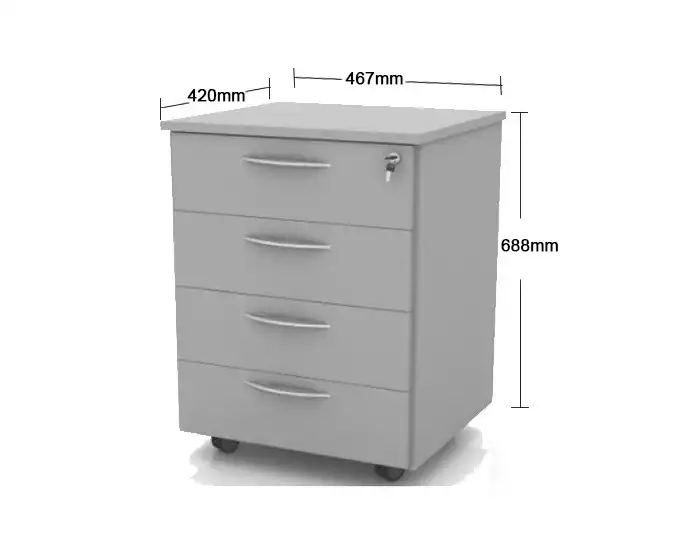Gaveteiro Volante 4 Gavetas 15mm - 467mm x 420mm x 688mm
