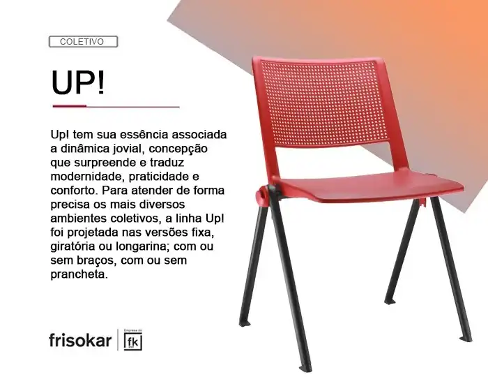 Cadeira Fixa YUP2 - Base Fixa Preta- Linha Up Fixa - Sem Braço - Frisokar