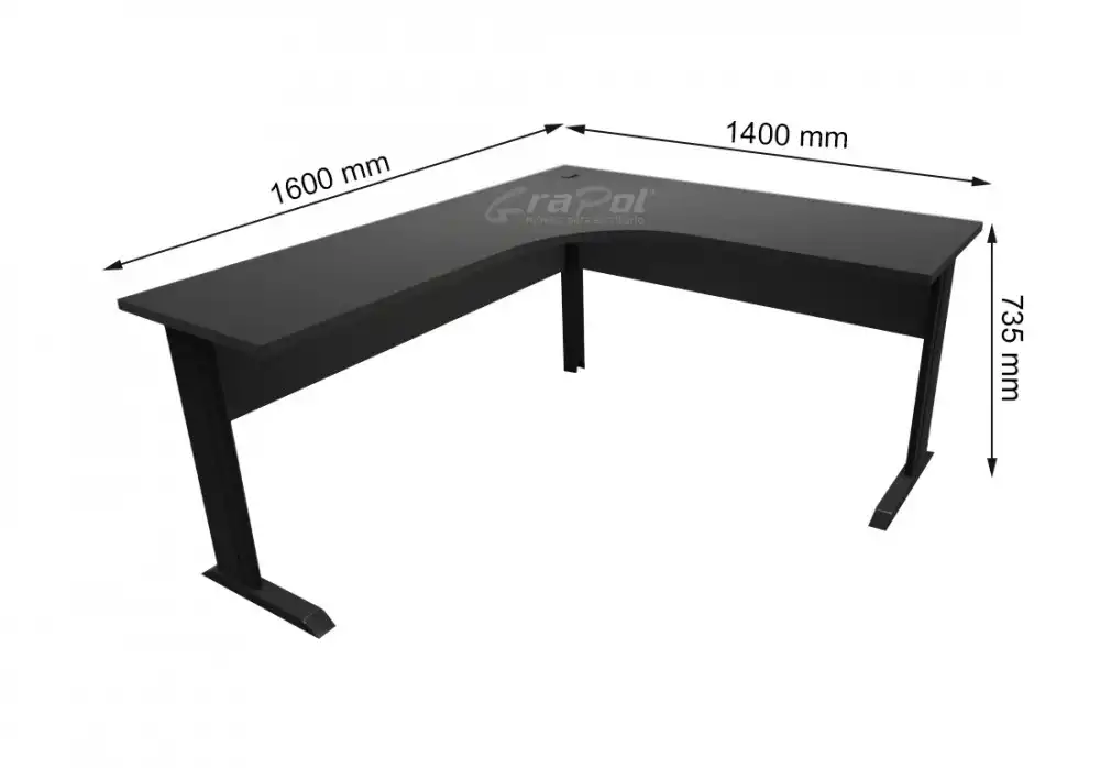 ESTAÇÃO DE TRABALHO PÉ METAL 1400/1600mm x 735mm x 600mm - 25mm - Linha M-office - Móveis Motiva