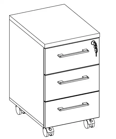 GAVETEIRO VOLANTE 3 GAVETAS - L 450mm x A 580mm x P 470mm - M-OFFICE - MÓVEIS MOTIVA