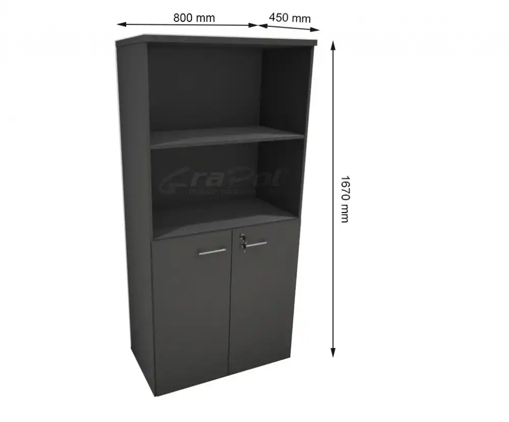 ARMÁRIO DINÂMICO ALTO 02 PORTAS e 02 NICHOS - PRATELEIRAS 15mm - L 800mm x A 1670mm x P 450mm - M-OFFICE - MÓVEIS MOTIVA