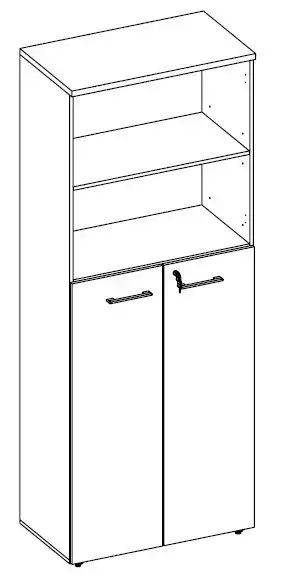 ARMÁRIO DINÂMICO 02 PORTAS E 02 NICHOS - PRATELEIRAS 15mm - L 800mm x A 2070mm x P 450mm - M-OFFICE - MÓVEIS MOTIVA