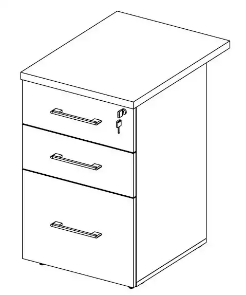 GAVETEIRO FIXO 02 GAVETAS E 01 GAVETÃO - L 450mm x A 735mm x P 450/600mm - M-OFFICE - MÓVEIS MOTIVA