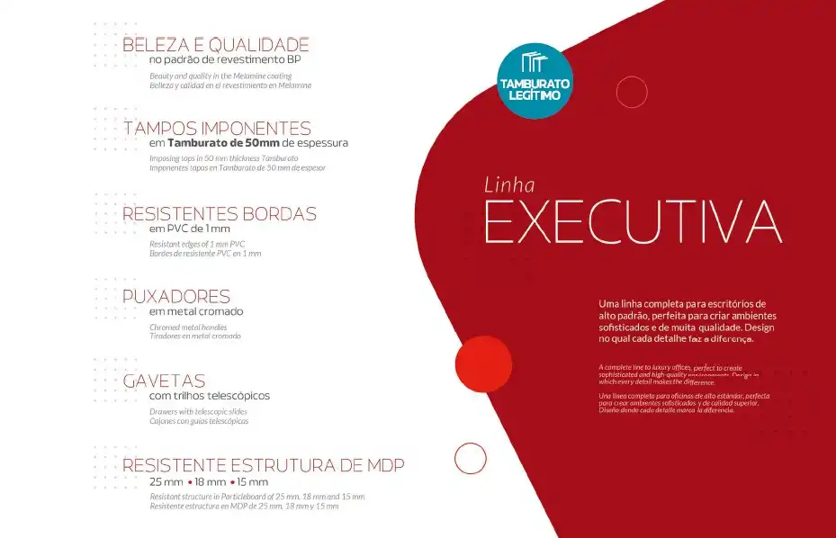 BALCÃO TAMBURATO COM GAVETAS II - LINHA EXECUTIVA ARTANY