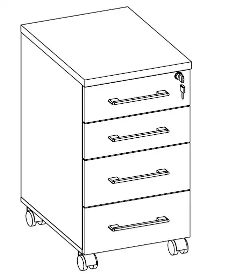 GAVETEIRO VOLANTE 04 GAVETAS - L 450mm x A 670mm x P 470mm  - M-OFFICE - MÓVEIS MOTIVA