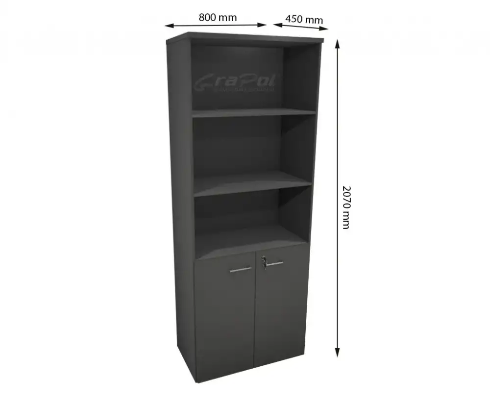 ARMÁRIO DINÂMICO 02 PORTAS E 03 NICHOS - PRATELEIRAS 15mm - L 800mm x A 2070mm x P 450mm - M-OFFICE - MÓVEIS MOTIVA