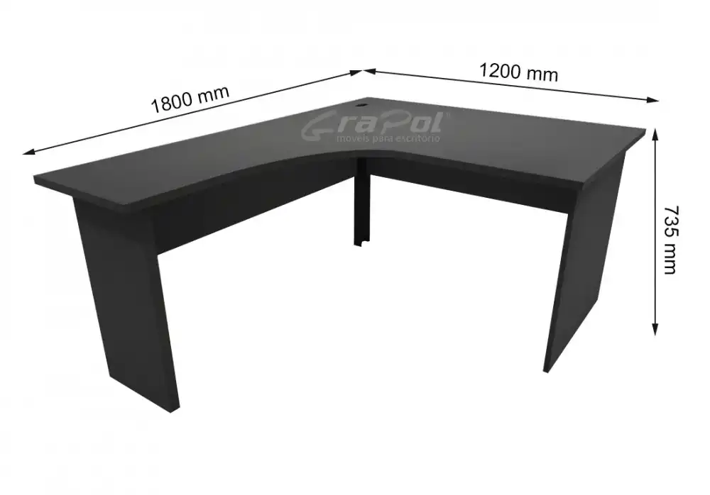 ESTAÇÃO DE TRABALHO PÉ PAINEL - 1800/1200mm x 735mm x  600mm  - 25mm - Linha M-office - Móveis Motiva