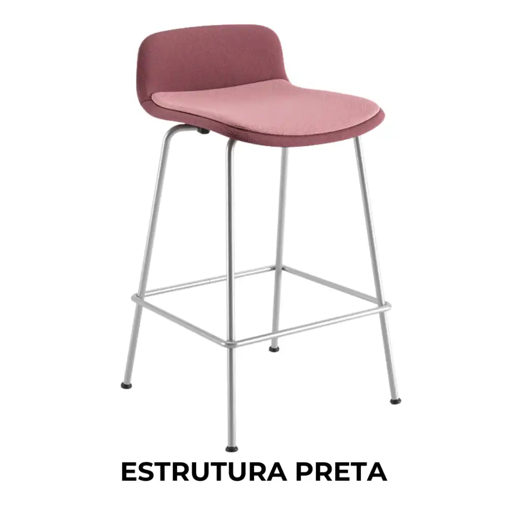 Banqueta Fixa 46070 Estrutura Palito Preta - (Concha Plástica Revestida c/ Sobre Assento Revestido) - Linha Match - Cadeiras Cavaletti