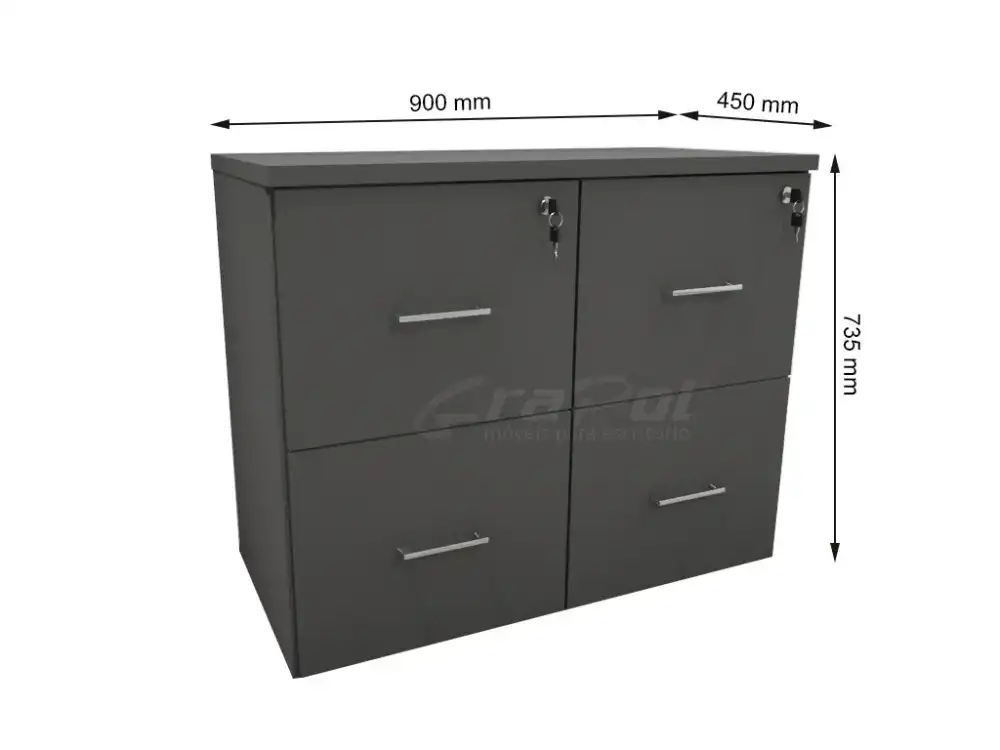 ARMÁRIO BAIXO 04 GAVETÕES L 900mm x A 735mm x P 450mm - M-OFFICE - MÓVEIS MOTIVA