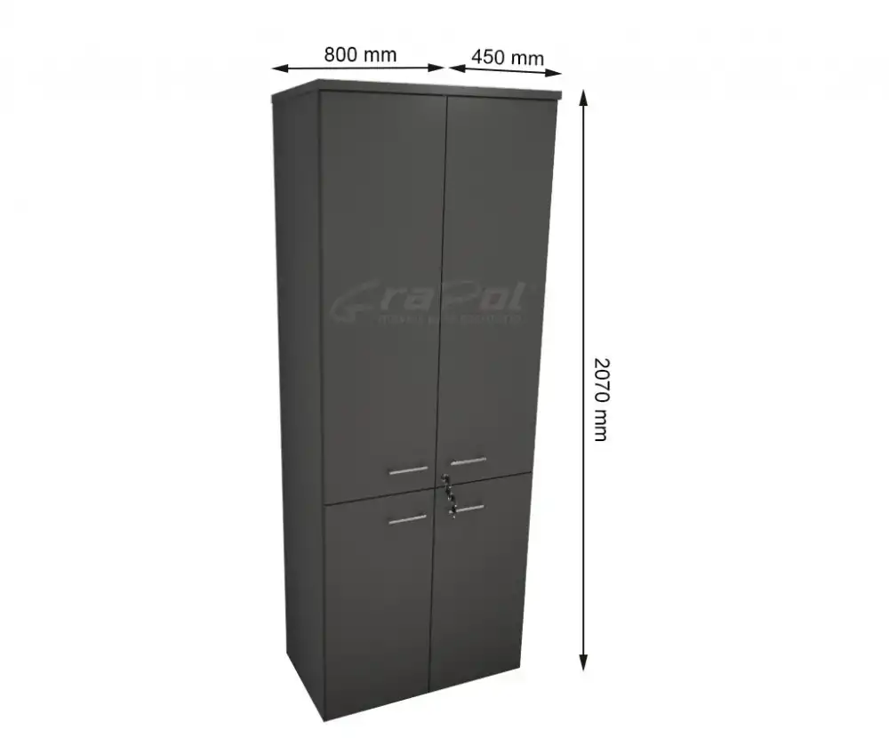 ARMÁRIO DINÂMICO 04 PORTAS - PRATELEIRAS 15mm - L 800mm x A 2070mm x P 450mm -  M-OFFICE - MÓVEIS MOTIVA