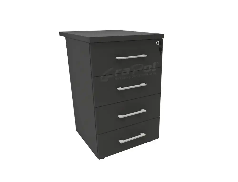 GAVETEIRO FIXO 04 GAVETAS - L 450mm x A 735mm x P 450/600mm -  M-OFFICE - MÓVEIS MOTIVA