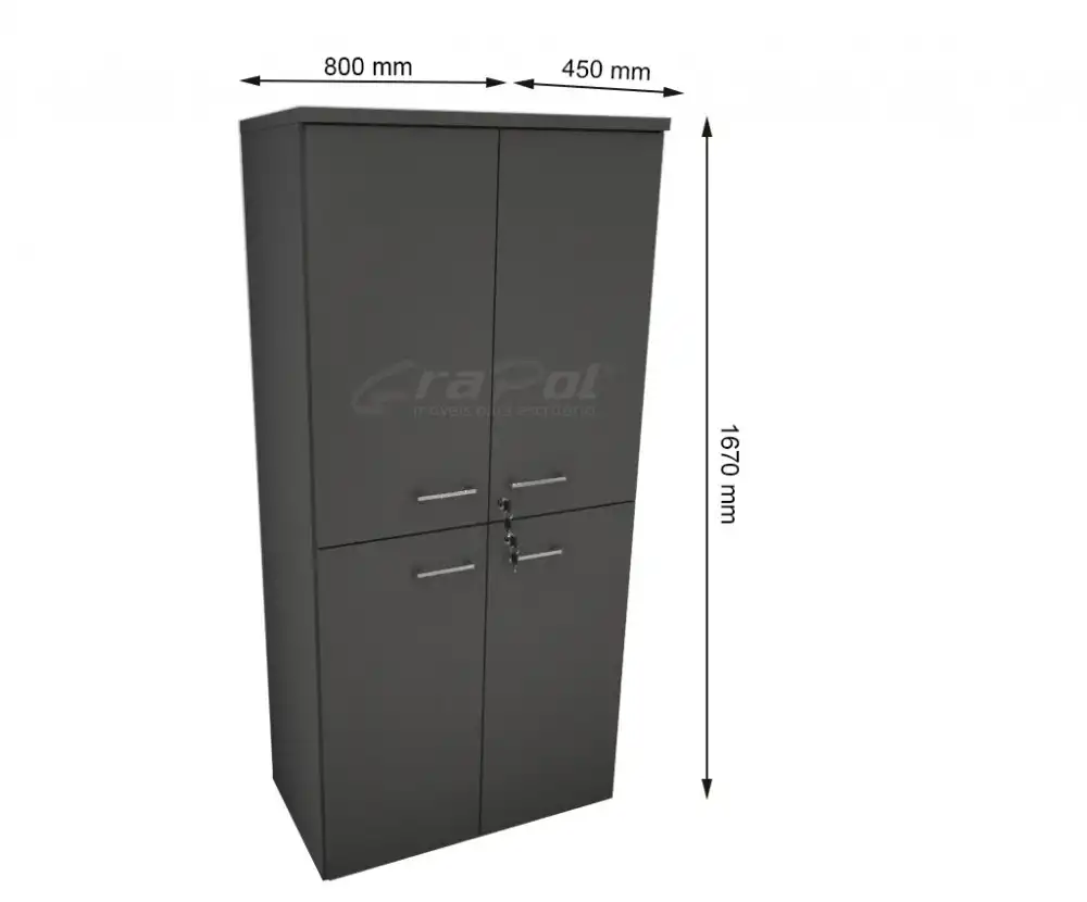 ARMÁRIO DINÂMICO 4 PORTAS - PRATELEIRAS 15mm - L 800mm x A 1670mm x P 450mm - M-OFFICE - MÓVEIS MOTIVA