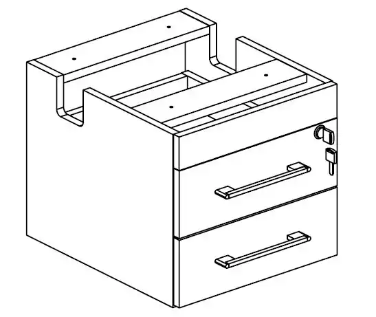 GAVETEIRO SUSPENSO 2 GAVETAS - L 350mm x A 320mm x P 388mm - M-OFFICE - MÓVEIS MOTIVA