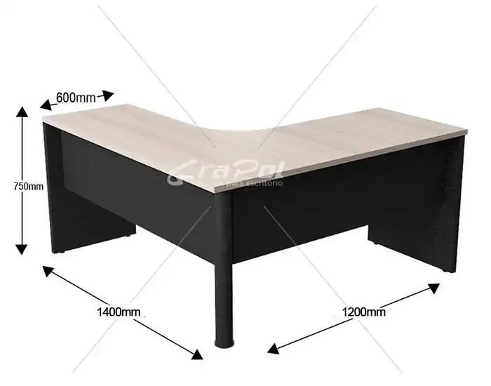 Mesa Angular - Pé Painel - MDP 25mm - 1400mm x 1200mm x 750mm Esquerda