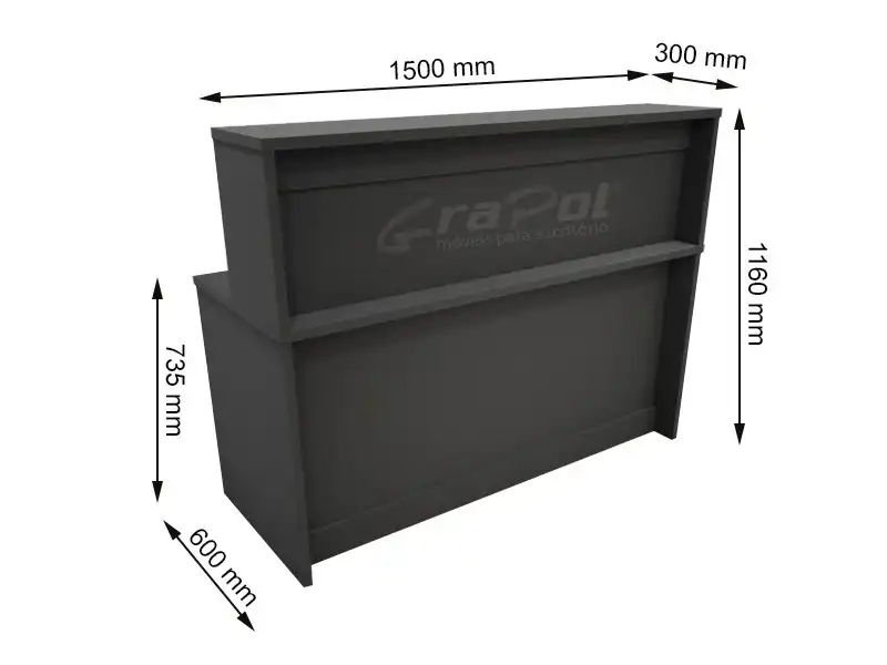 BALCÃO ATENDIMENTO - Largura 1500mm - 25mm - Linha M-office - Móveis Motiva