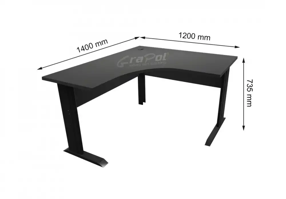ESTAÇÃO DE TRABALHO PÉ METAL 1200/1400mm x 735mm x 600mm - 25mm - Linha M-office - Móveis Motiva