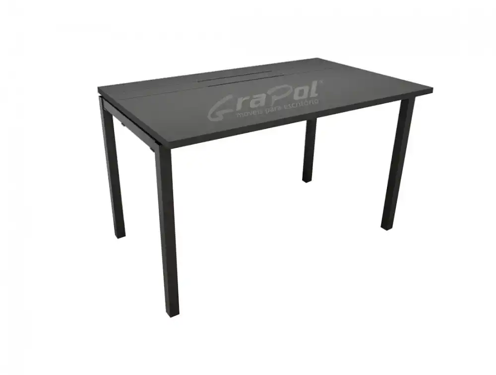 Plataforma Pé Metal Simples de 1 Lugar. - Tampo 25mm - 1400mm X 735mm X 725mm -  Linha M-office - Móveis Motiva