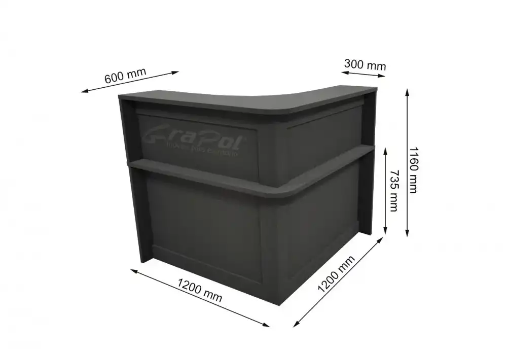 BALCÃO ATENDIMENTO CURVO - Largura 1200/1200mm - 25mm - Linha M-office - Móveis Motiva