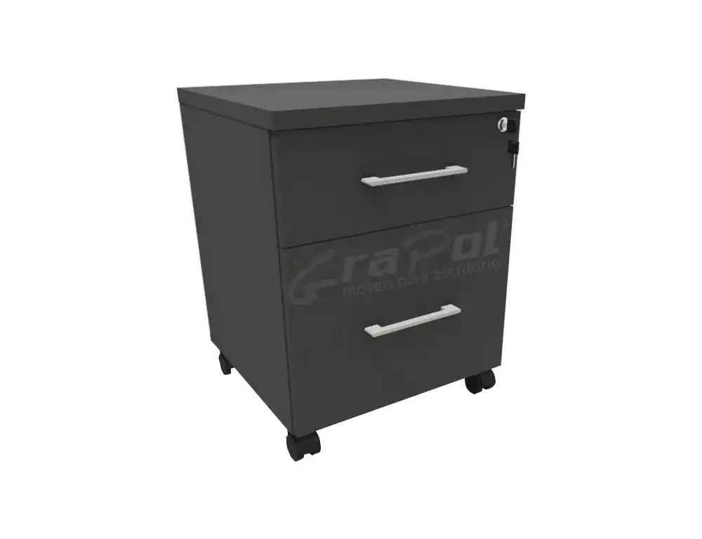 GAVETEIRO VOLANTE 1 GAVETA E 1 GAVETÃO - L 350mm x A 580mm x P 470mm - M-OFFICE - MÓVEIS MOTIVA