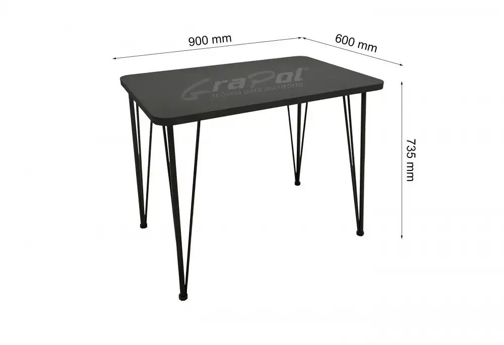 MESA H&O -  900mm x 735mm x 600mm - 25mm - Linha M-office - Móveis Motiva