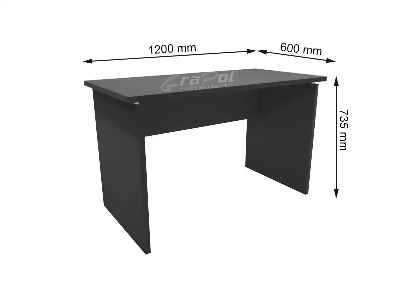 MESA DE TRABALHO PÉ PAINEL  1200mm x 735mm x 600mm - 25mm - Linha M-office - Móveis Motiva