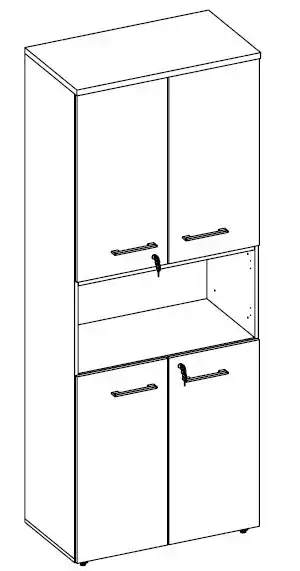 ARMÁRIO DINÂMICO 04 PORTAS E 01 NICHO - PRATELEIRAS 15mm - L 800mm x A 2070mm x P 450mm - M-OFFICE - MÓVEIS MOTIVA