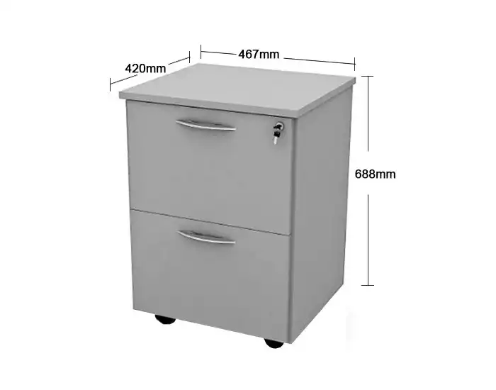 Gaveteiro Volante 2 Gavetas 15mm (para pasta suspensa) - 467mm x 420mm x 688mm