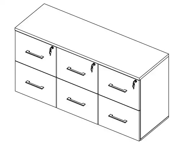 ARMÁRIO BAIXO 06 GAVETÕES L 1350mm x A 735mm x P 450mm - M-OFFICE - MÓVEIS MOTIVA