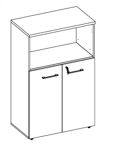 ARMÁRIO DINÂMICO 02 PORTAS E 01 NICHO - PRATELEIRAS 15mm - L 800mmx A 1270mm x P 450mm M-OFFICE - MÓVEIS MOTIVA