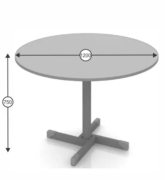 Mesa Reunião Redonda Pé Tubular 15mm - Ø1200mm x 750mm