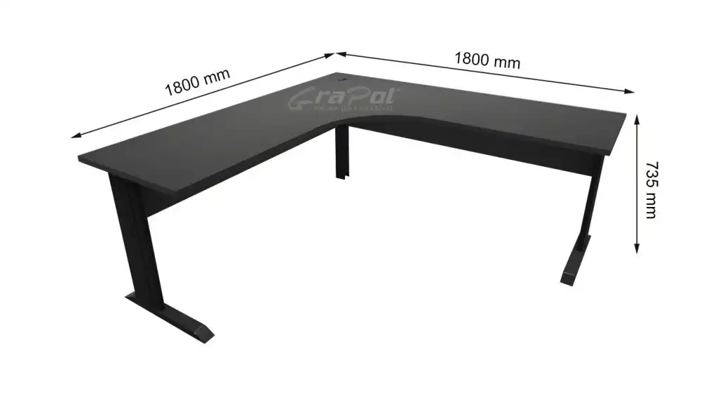 ESTAÇÃO DE TRABALHO PÉ METAL 1800/1800mm x 735mm x 600mm - 25mm - Linha M-office - Móveis Motiva