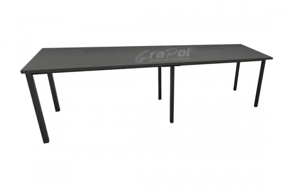 Plataforma Pé Metal Simples de 2 Lugares. - Tampo 25mm - 2000mm X 735mm X 725mm -  Linha M-office - Móveis Motiva