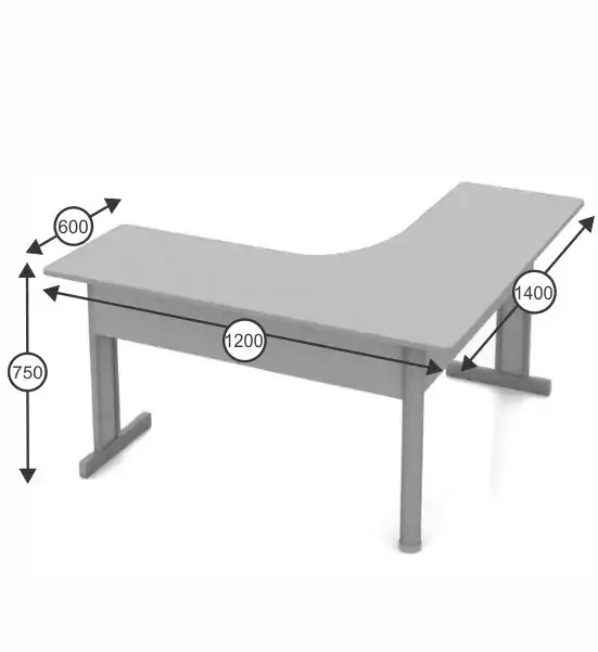 Mesa Angular Pé Tubular 15mm - 1200mm x 1400mm x 750mm
