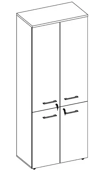 ARMÁRIO DINÂMICO 04 PORTAS - PRATELEIRAS 15mm - L 800mm x A 2070mm x P 450mm -  M-OFFICE - MÓVEIS MOTIVA