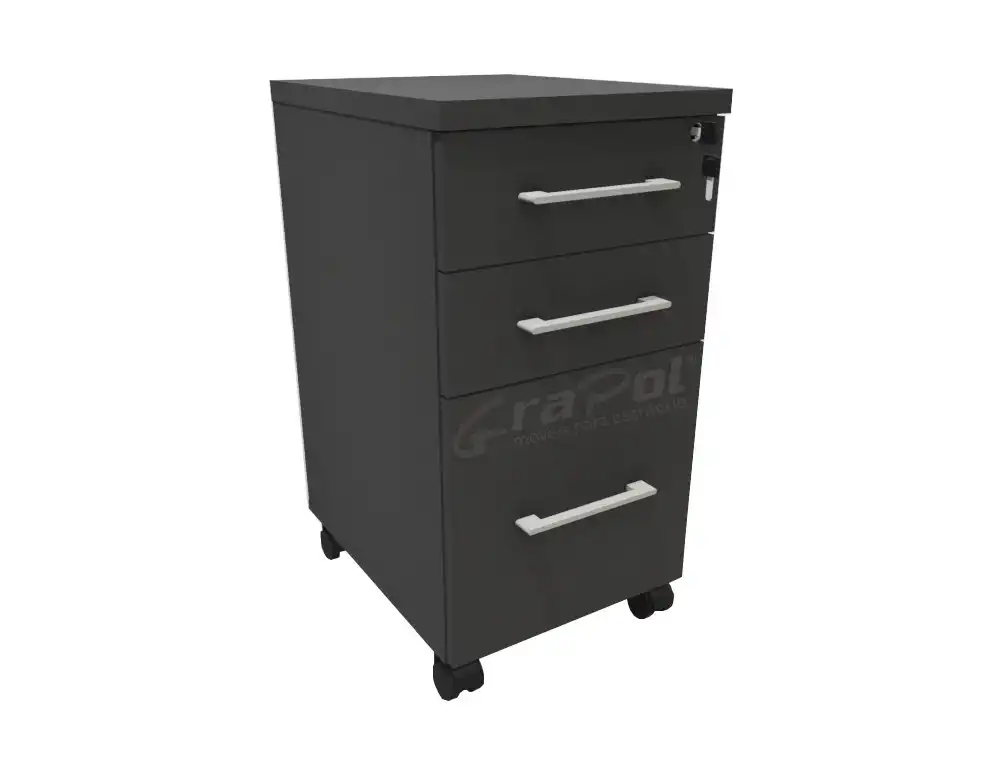 GAVETEIRO VOLANTE 02 GAVETAS E 01 GAVETÃO - L 450mm x A 670mm x P 470mm - M-OFFICE - MÓVEIS MOTIVA